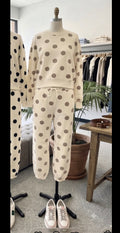 Taupe Polka Dot Lounge Set