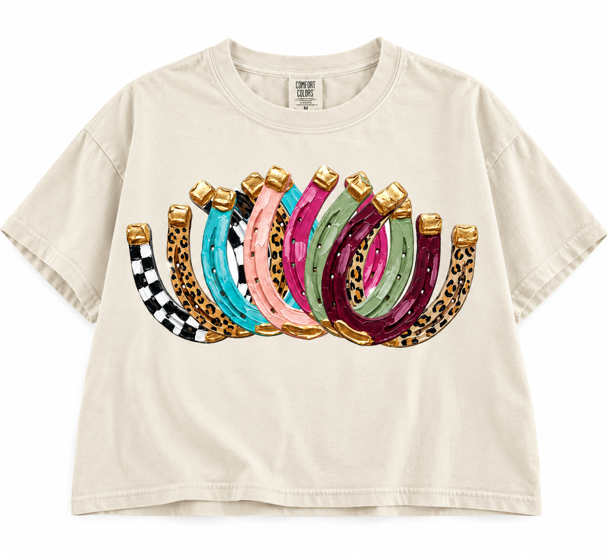 Colorful Horseshoe Boxy Crop Tee