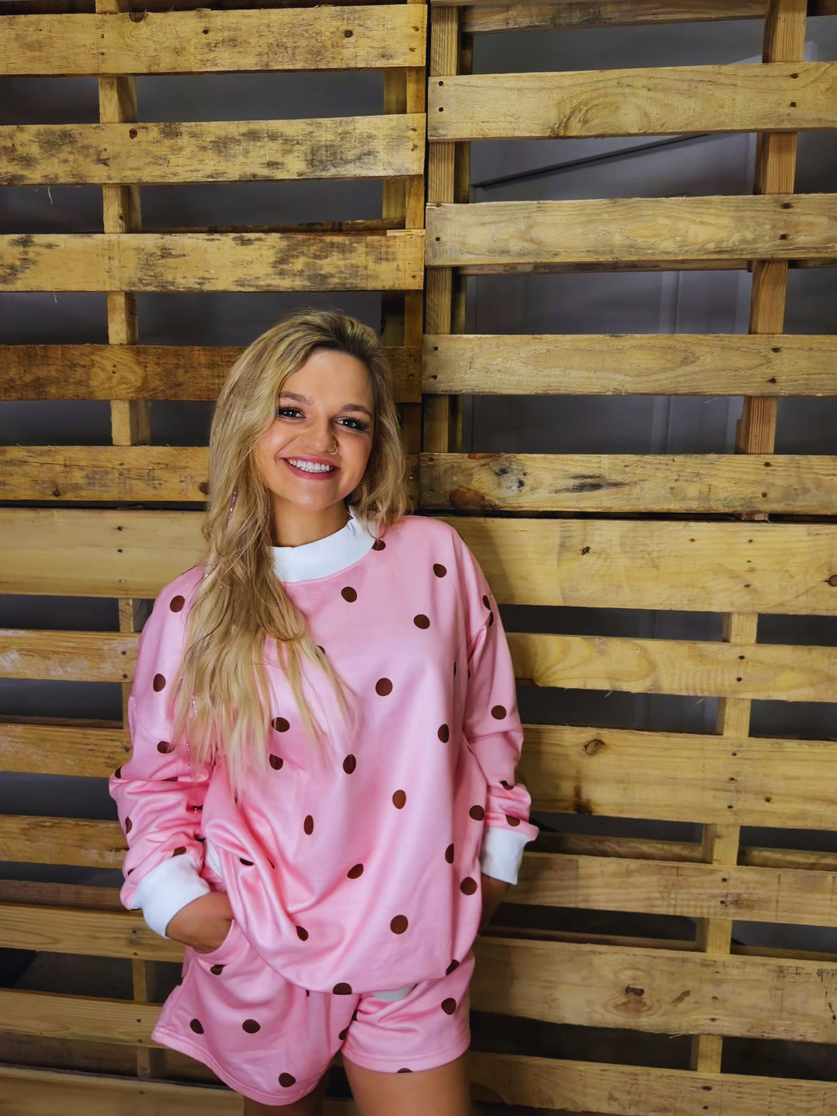 Polka Dot Mock Neck Set