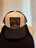 This Mama Runs on Coffee & Jesus Trucker Hat