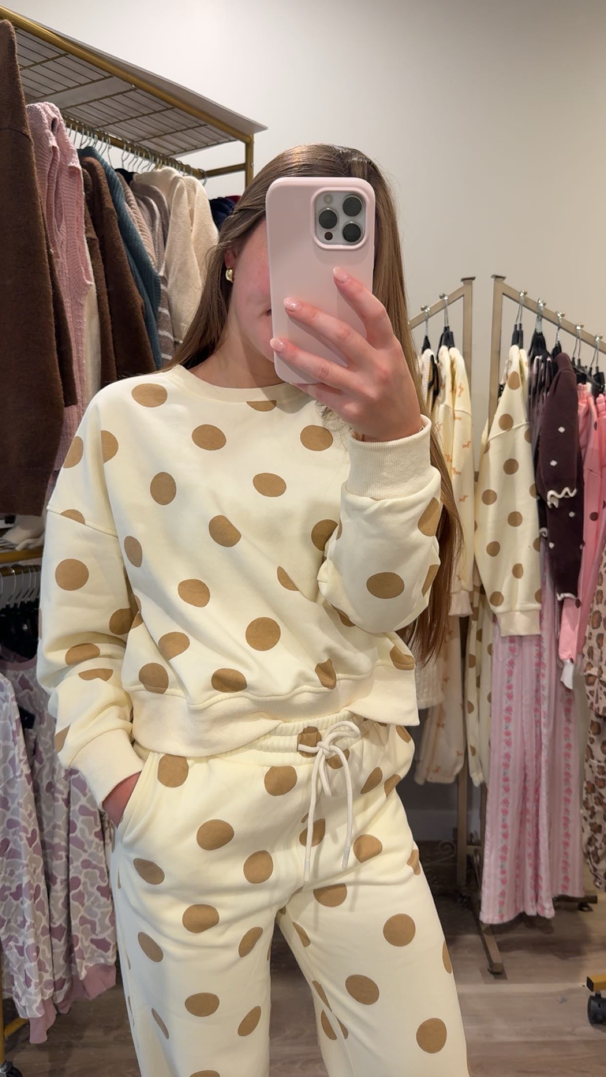 Taupe Polka Dot Lounge Set