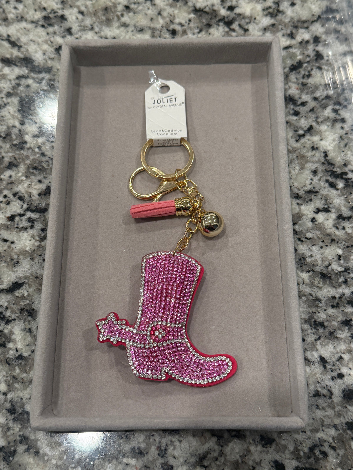 Pink Cowboy Boot Bag Charm & Keychain