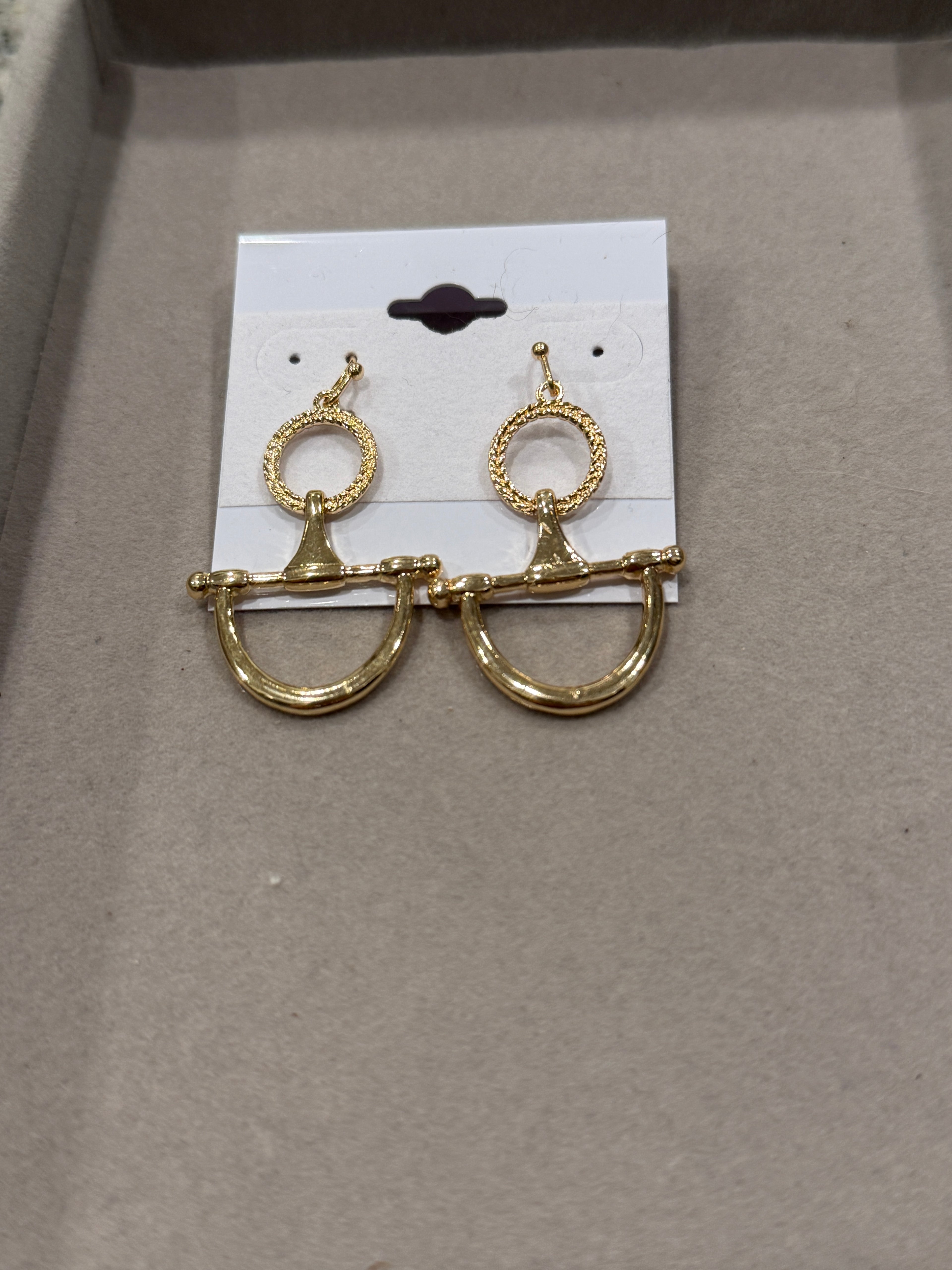 Golden Horse Bit Earrings