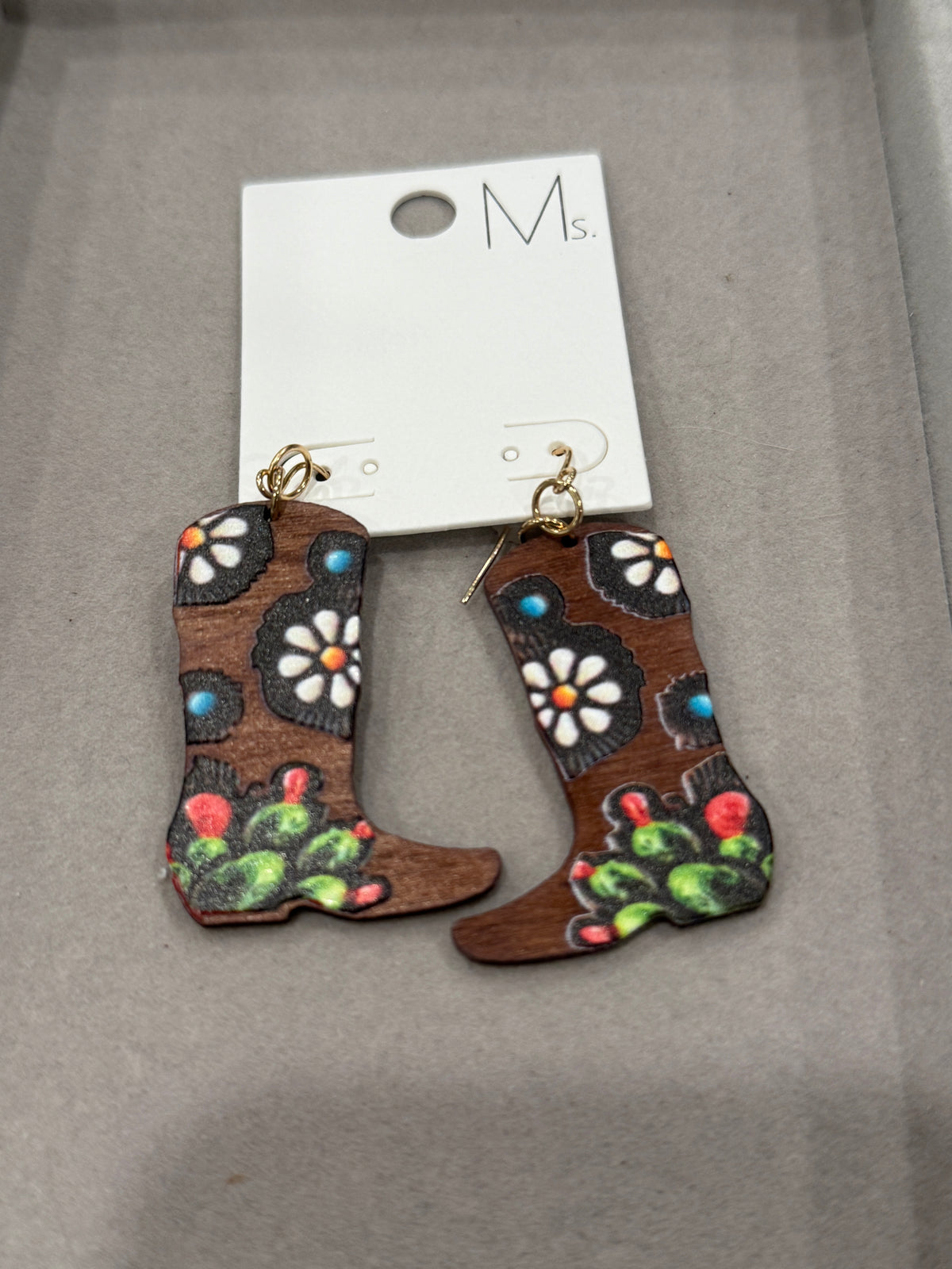 Western Boot & Cactus Earrings