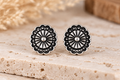 Silver Western Concho Stud Earrings