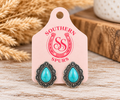 Turquoise Teardrop Western Stud Earrings