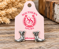 Silver Scroll Cowboy Boot Stud Earrings