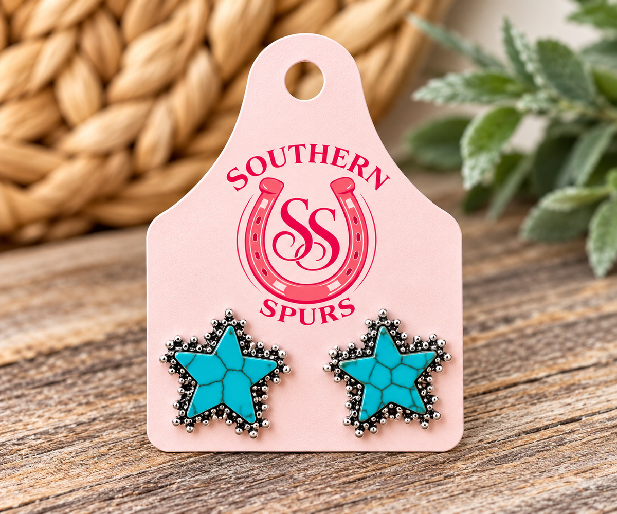 Turquoise Star Stud Earrings