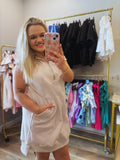 Blush Breeze Zip Pullover Dress Tan
