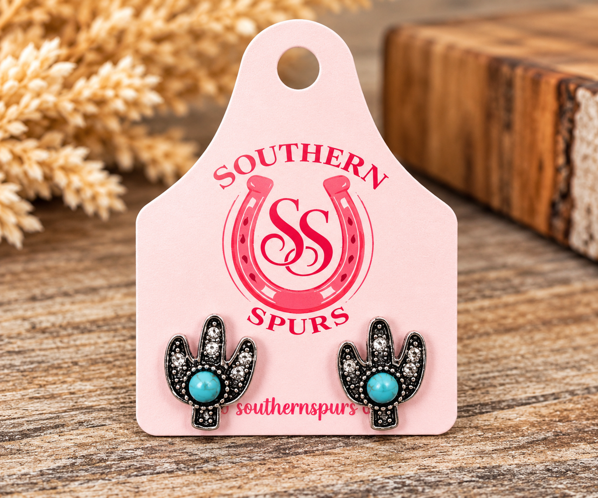 Mini Turquoise Cactus Stud Earrings