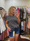 Midnight Dot Ruffle Sleeve Top