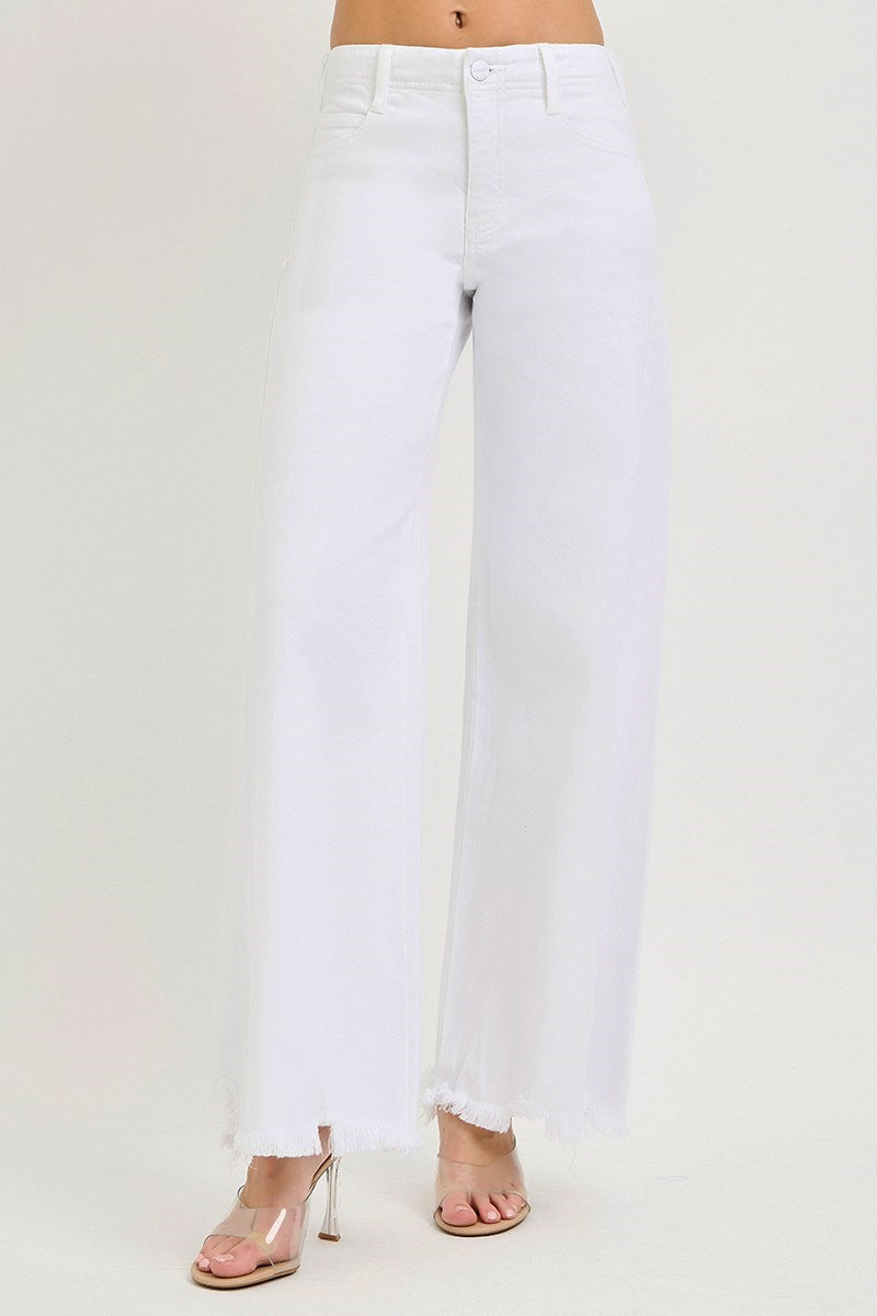 Risen Tummy Control High Rise Palazzo White