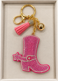 Pink Cowboy Boot Bag Charm & Keychain