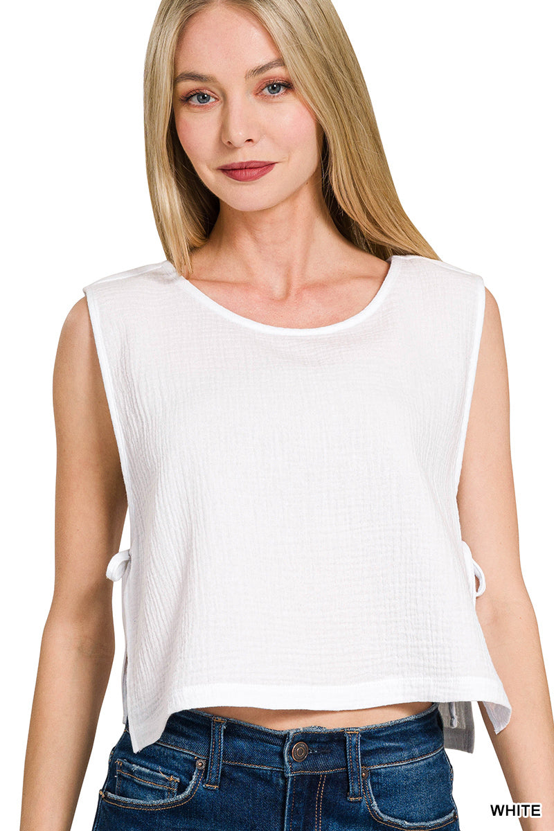 Sunkissed Gauze Top White
