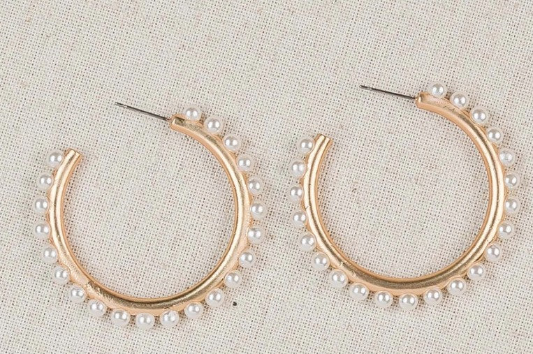 Renee Pearl Hoop Earrings