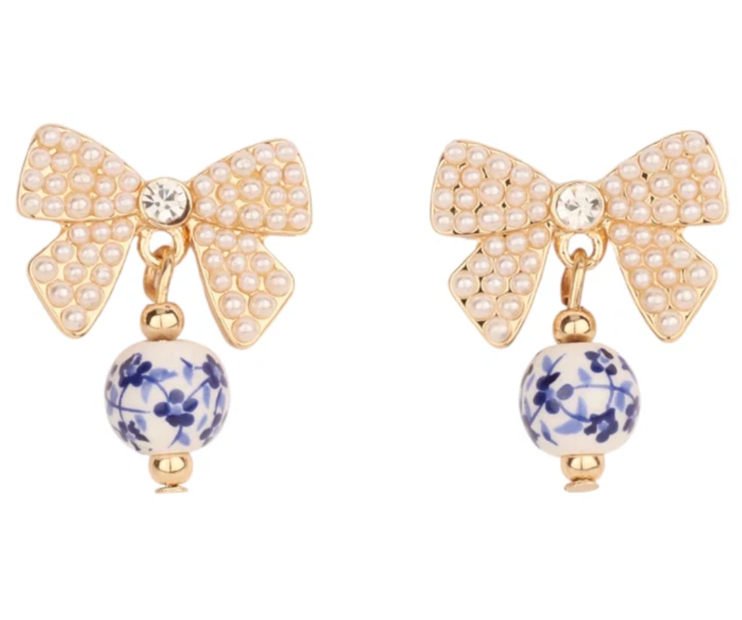 Blue Belle Bow Earrings