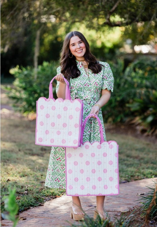 Rosette Luxe Quilted Scalloped Tote Bag