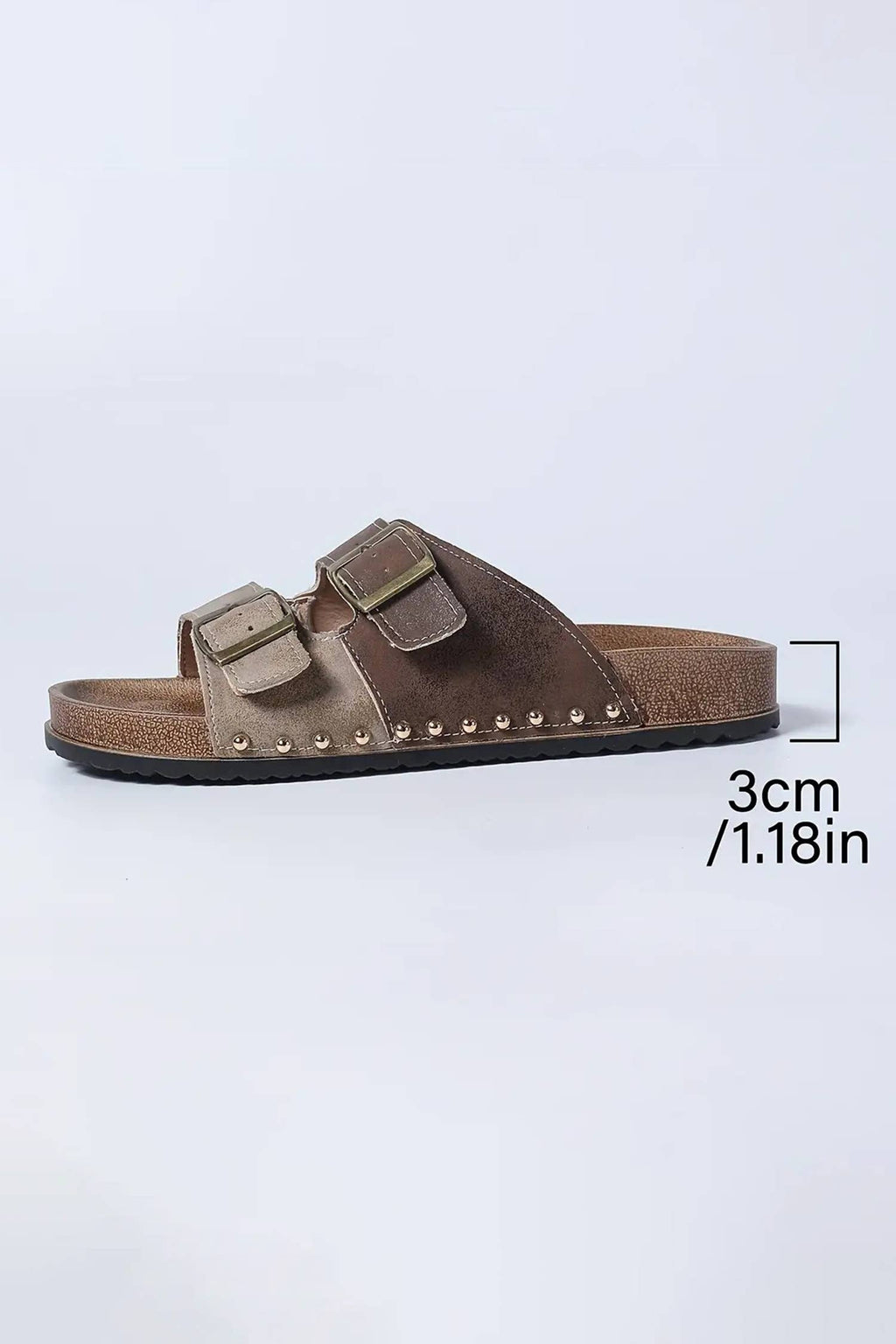 Western Suede Rivet Slip-On Sandals