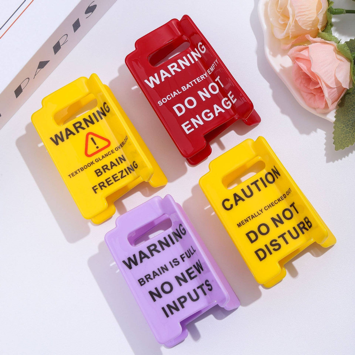 Warning Sign Hair Claw Clip
