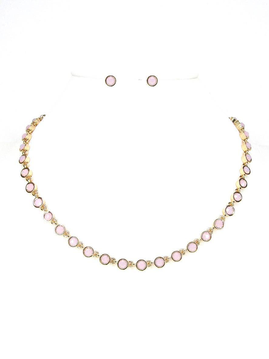 Pink Stone Necklace & Earring Set