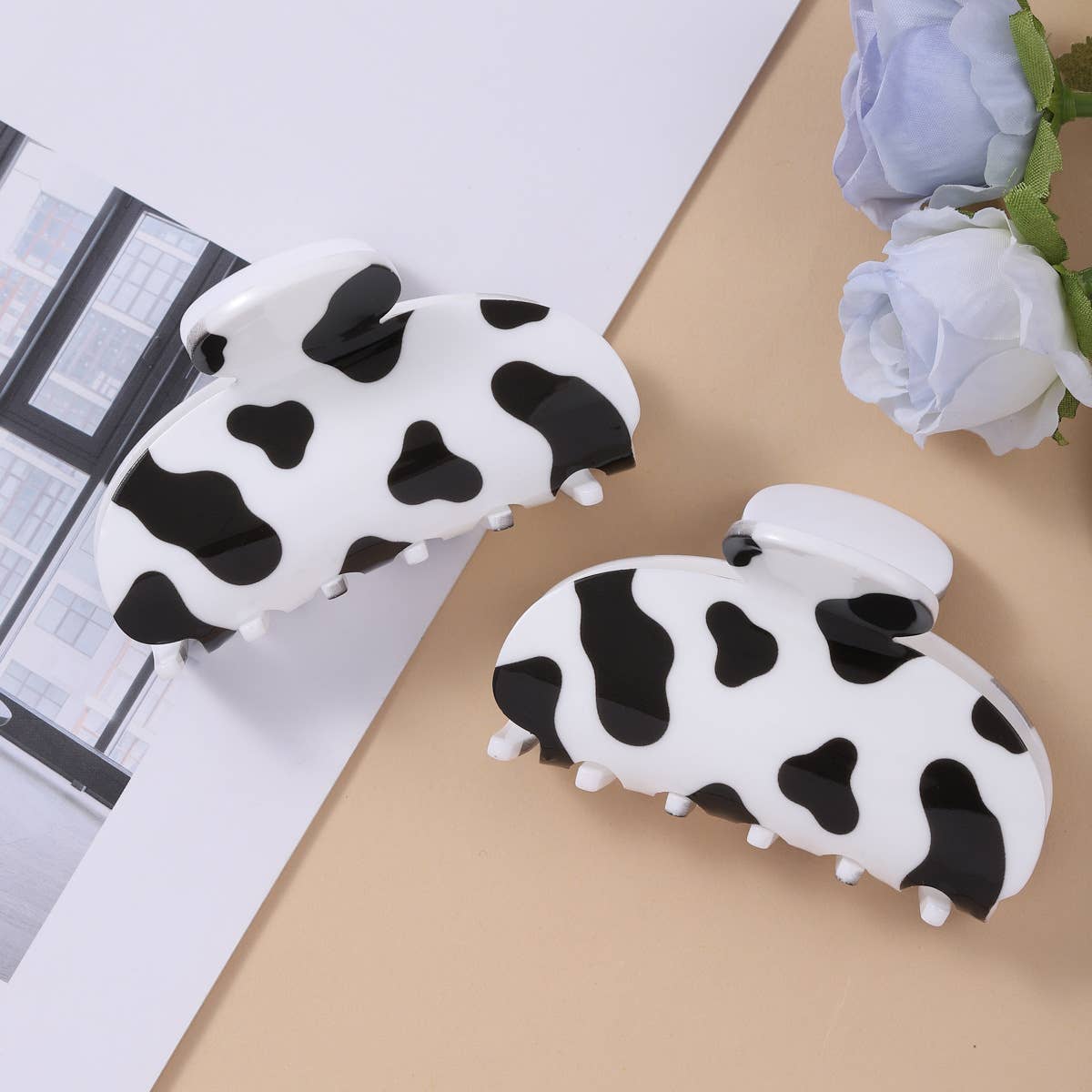 Cow Print Hair Claw Clip