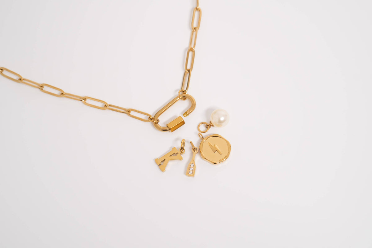Paperclip Carabiner Charm Holder Necklace