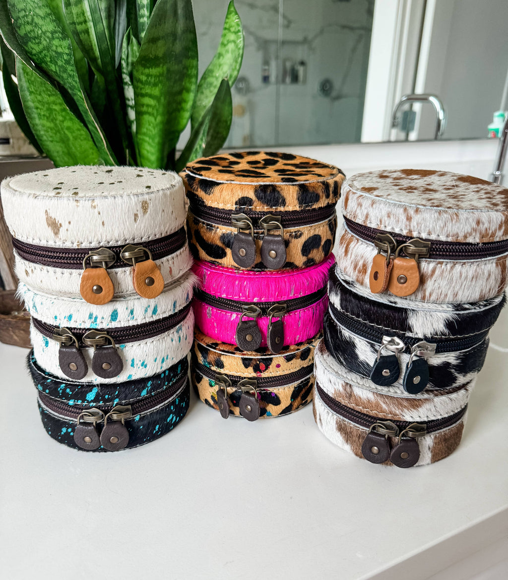 Cowhide Mini Travel Jewelry Case
