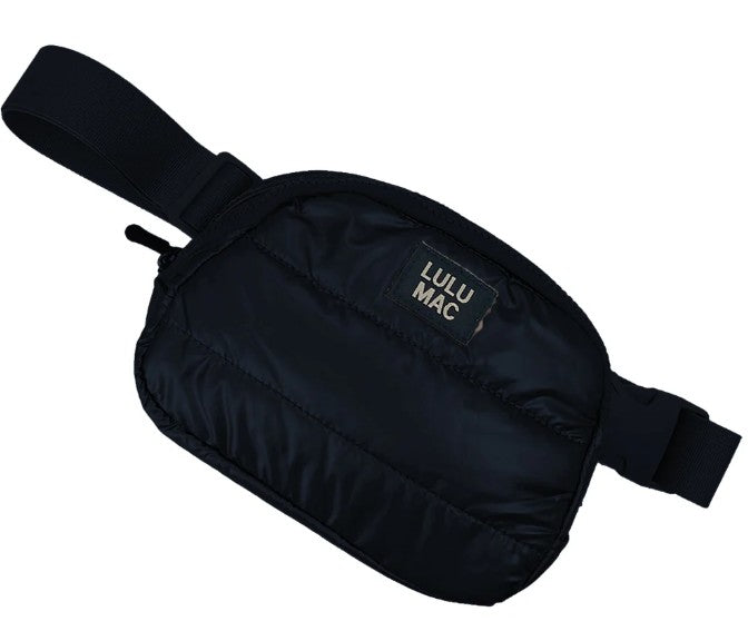 Lulu Mac Puffer Metallic Belt Bag – Matte Black