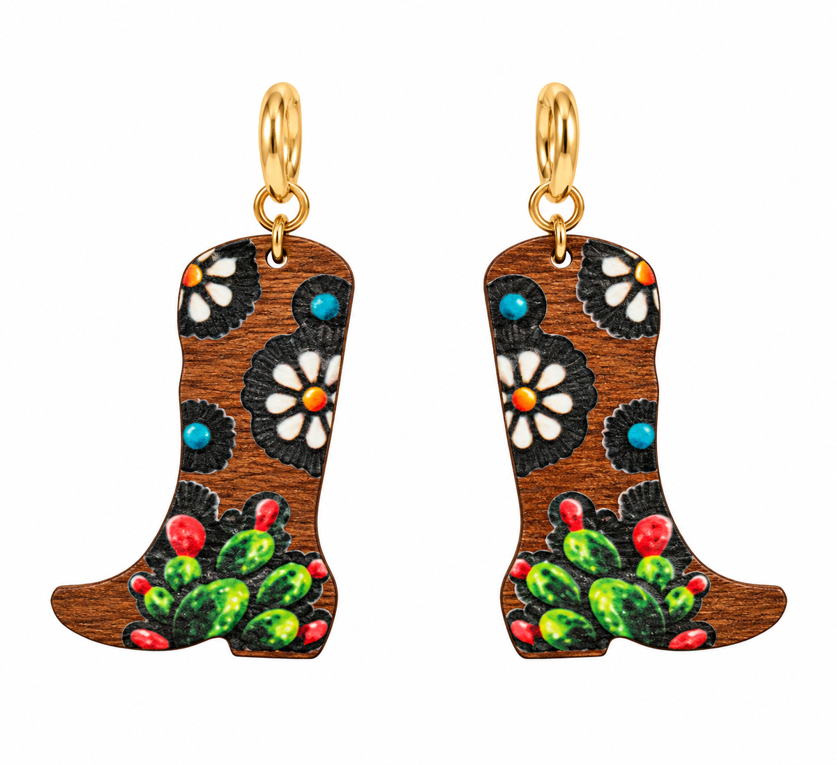 Western Boot & Cactus Earrings