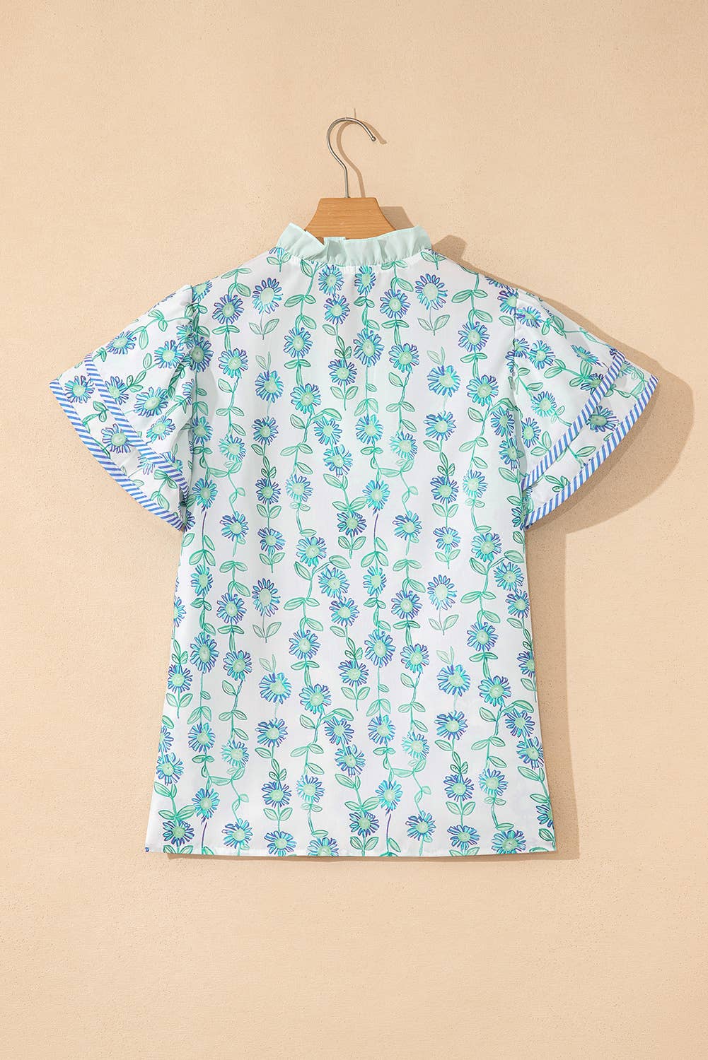 Floral Flutter Sleeve V-Neck Top