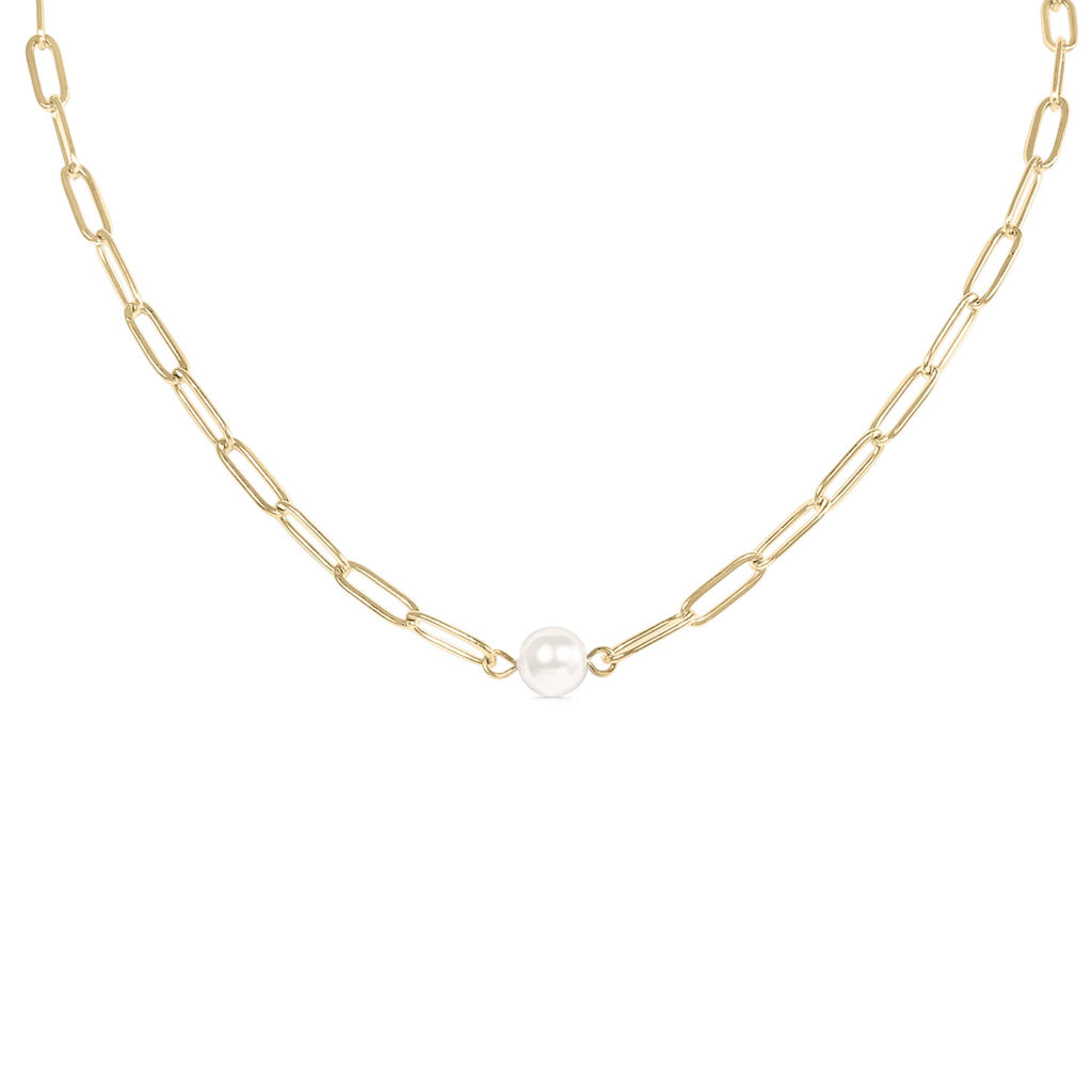 Pearl Paperclip Chain Necklace