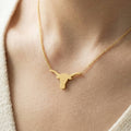 Gold Dipped Bull Head Pendant Necklace