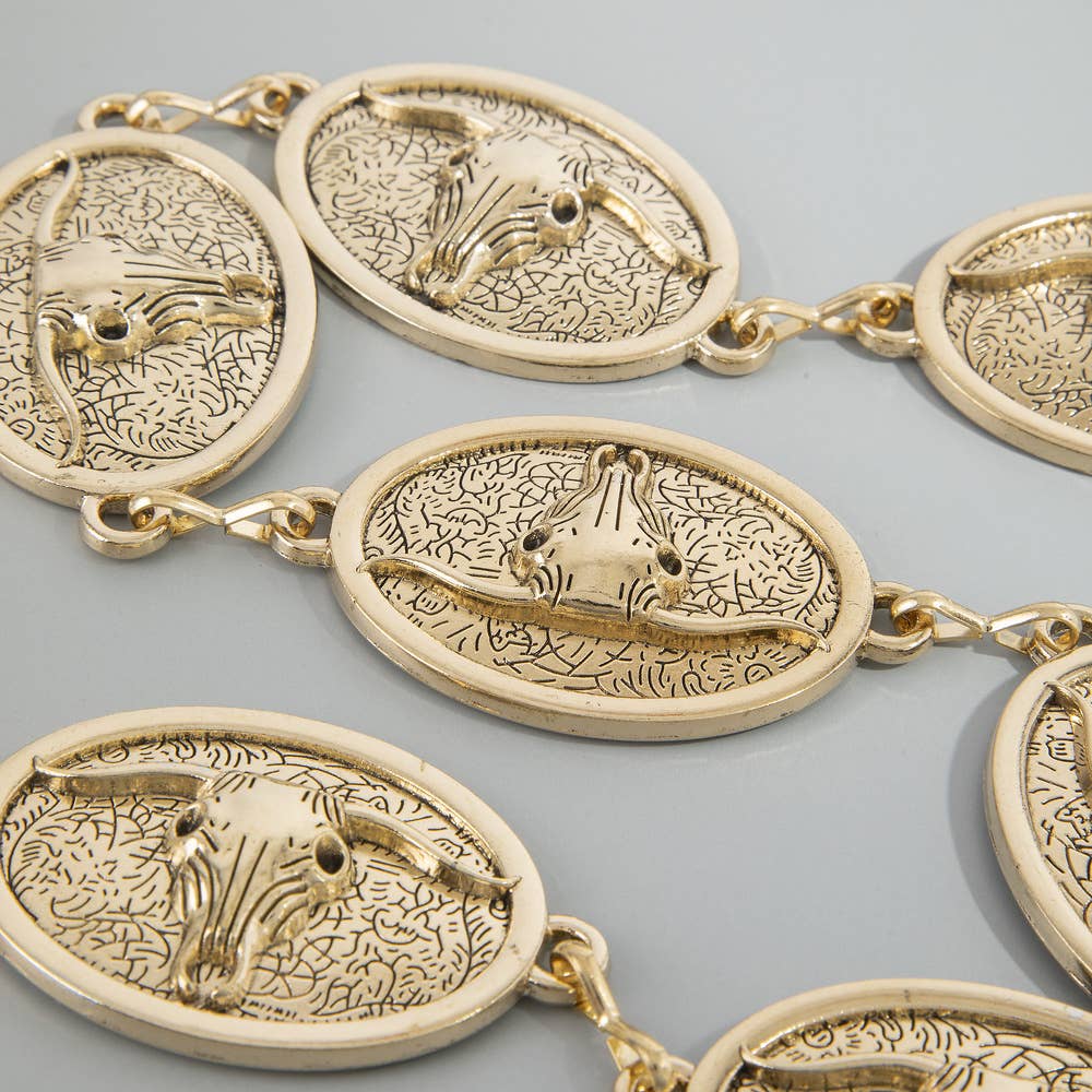 Western Longhorn Concho Chain Belt