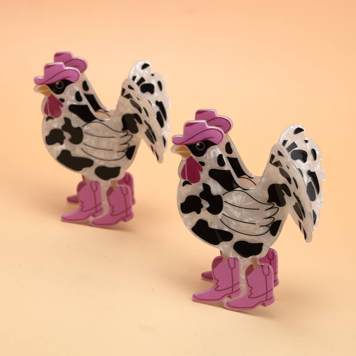 Cowboy Rooster Hair Claw Clip