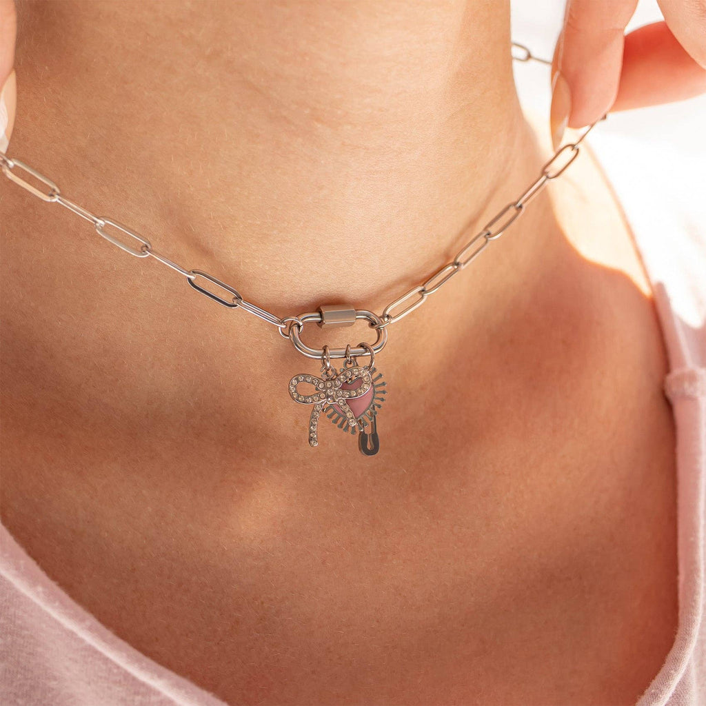 Paperclip Carabiner Charm Holder Necklace