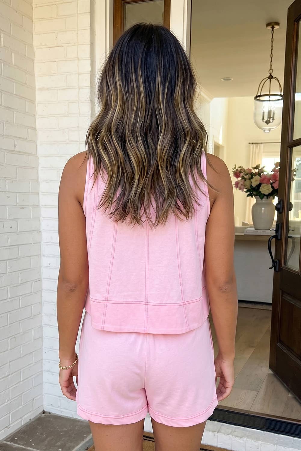 Stitched Detail Tank Top Set