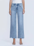 Vervet Mid Rise Frayed Hem Ankle Wide Leg Jeans