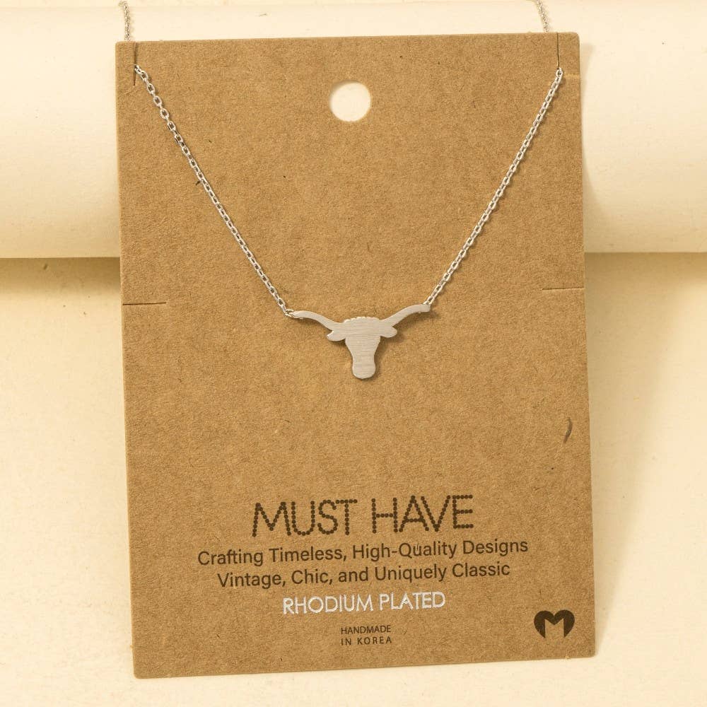 Gold Dipped Bull Head Pendant Necklace