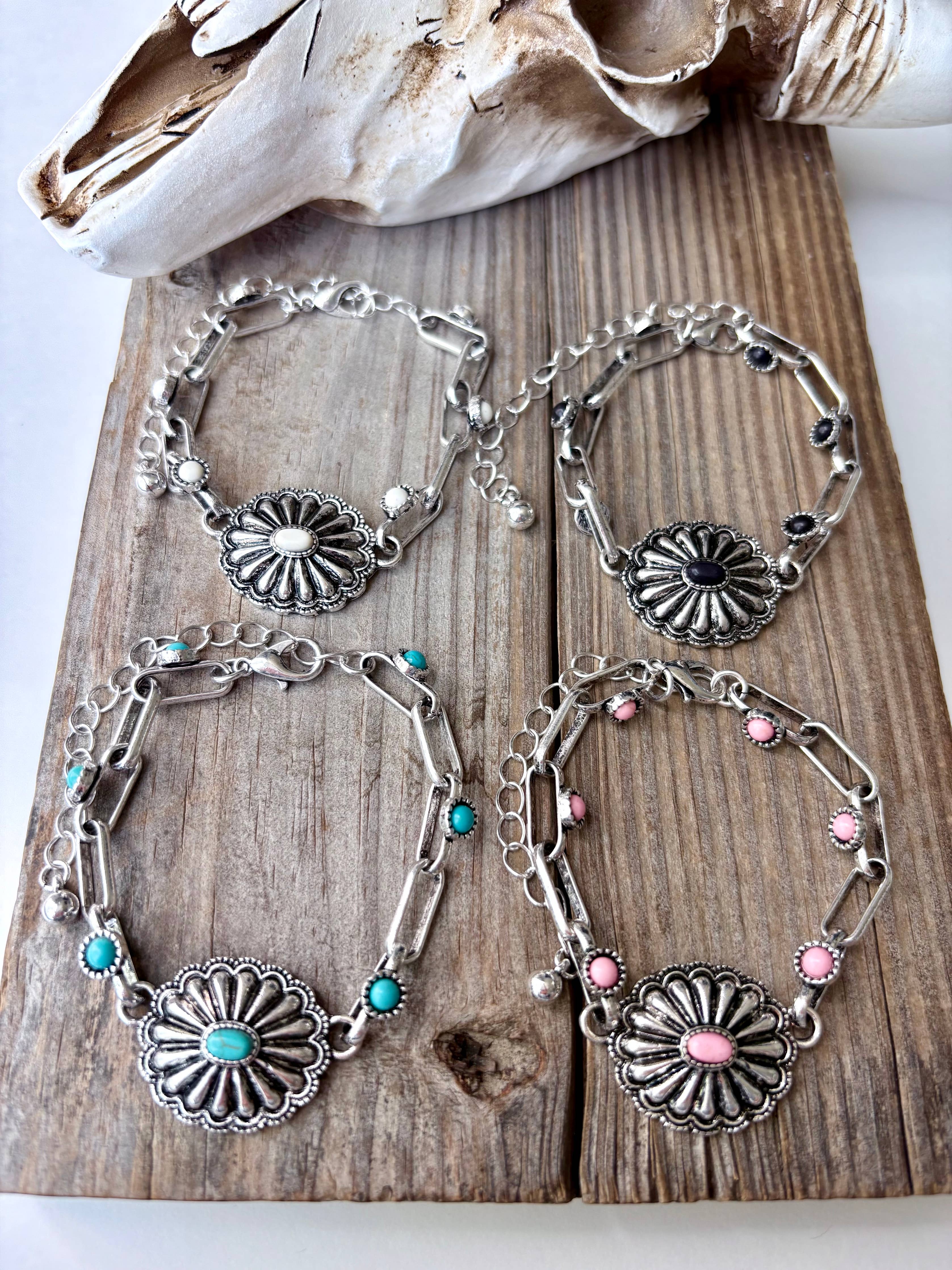 Turquoise Concho Chain Bracelet