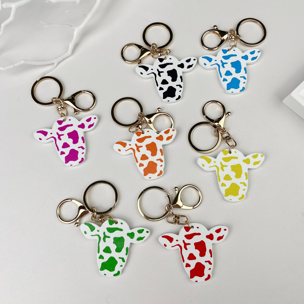 Wooden Bull Head Keychain