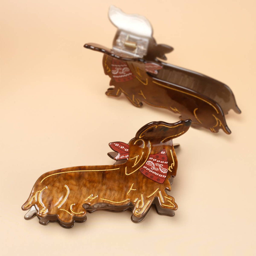 Bandana Adorned Dachshund Hair Claw Clip