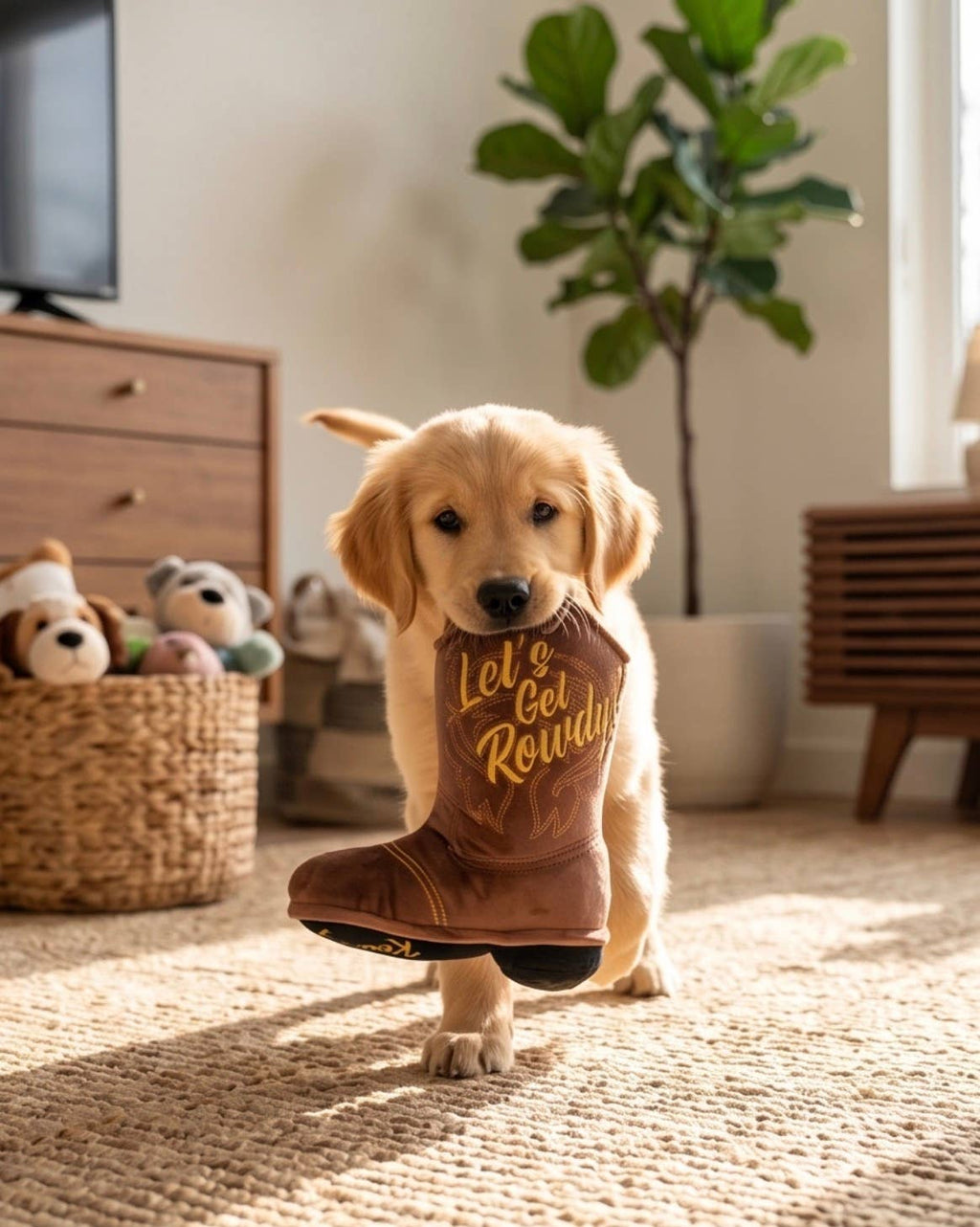 Brown Western Cowboy Boot  | Squeaker Dog Toy