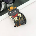 Cartoon Western Cowboy Hat Cat Printed Hair Claw Clip