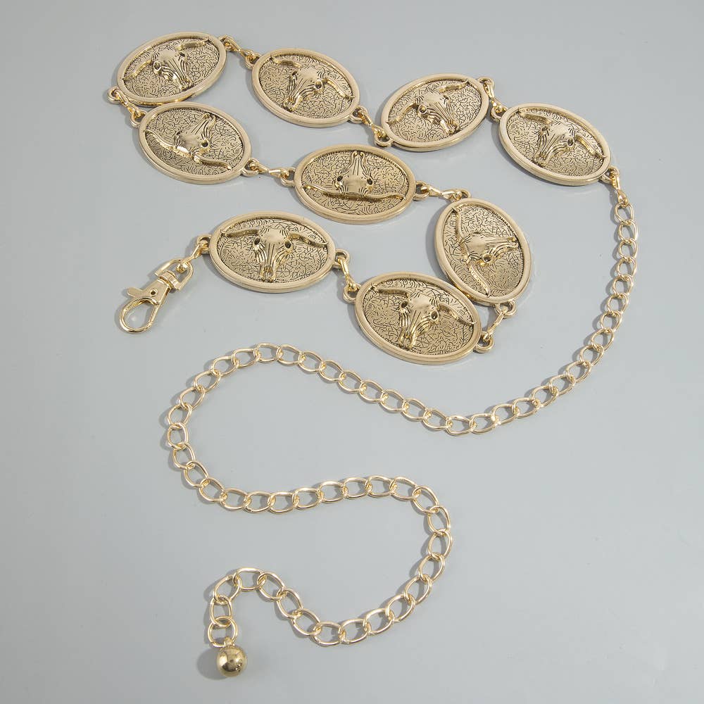 Western Longhorn Concho Chain Belt