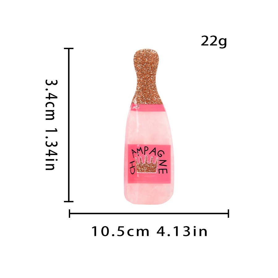 Glitter Champagne Bottle Hair Claw Clip