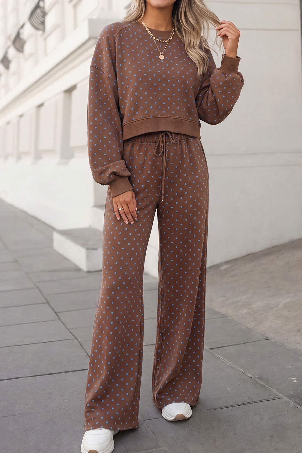 Brown Polka Dot Lounge Set