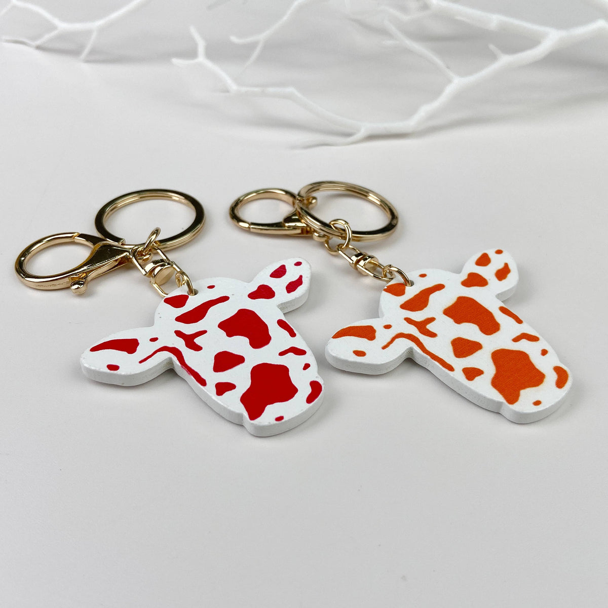 Wooden Bull Head Keychain