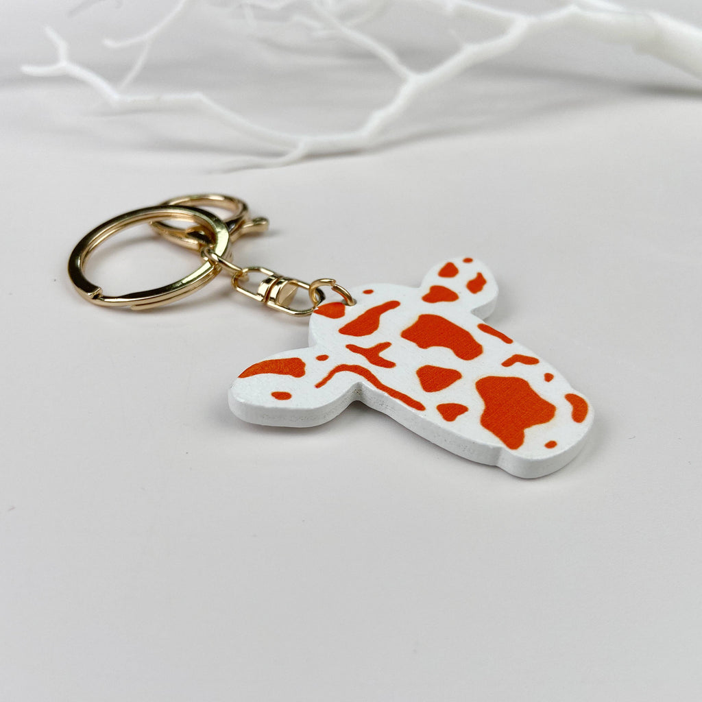 Wooden Bull Head Keychain