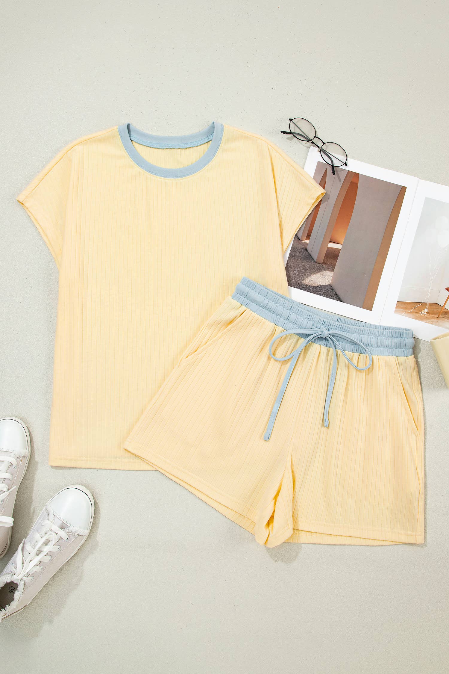 Ribbed Color Block Trim Set