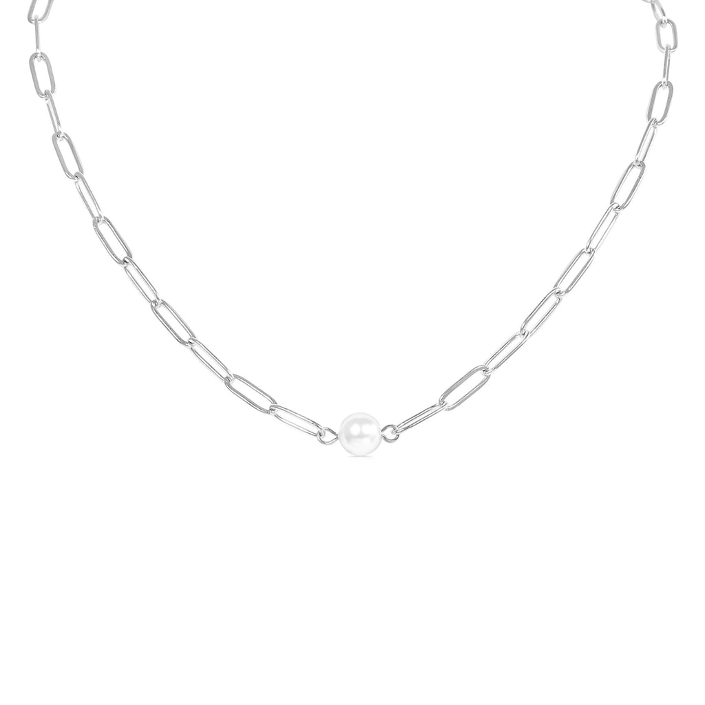 Pearl Paperclip Chain Necklace